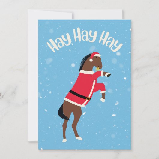 Hay hay'y Santa horse grappig kerstfeest Feestdagenkaart (Voorkant)