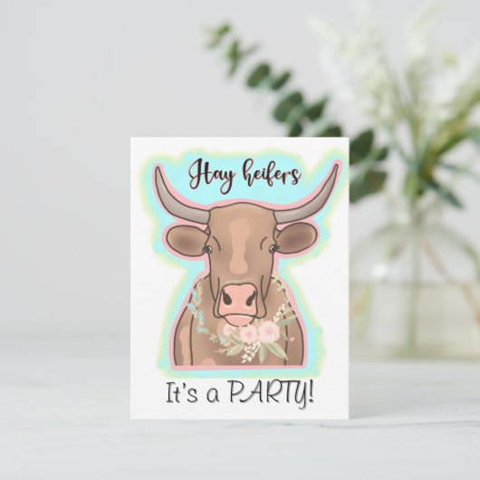 Hay heifers it’s a party kaart (Staand voorkant)