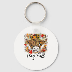 Hay Herfst Highland Koe Leopard Thanksgiving Heife Sleutelhanger