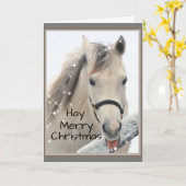 Hay Merry Christmas Horse Boerderij Animal Humor Kaart (Gele Bloem)