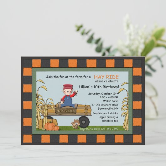 Hay Rides Uitnodiging (Staand voorkant)