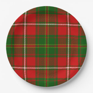 Hay tartan red green plaid papieren bordje