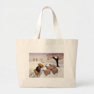 Hay vervoeren naar de schapen in de winter grote tote bag
