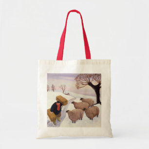 Hay vervoeren naar de schapen in de winter tote bag