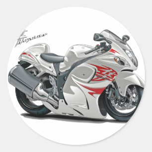 Hayabusa White-Red Bike Ronde Sticker