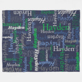 Hayden nom personnalisé blanc bleu gris couverture (Devant (Horizontal))