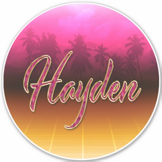 Hayden prénom nom autocollant sticker rose doré (Devant)
