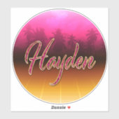 Hayden prénom nom autocollant sticker rose doré (Feuille)