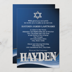 Hayden Steel Wave Name Bar Mitzvah Kaart