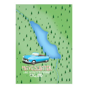 Hayeswater Lake District kaart reisposter Foto Afdruk