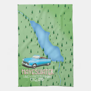 Hayeswater Lake District kaart reisposter Theedoek