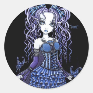 "Haylee" Paarse Tattoo vlinderbloemboten Ronde Sticker