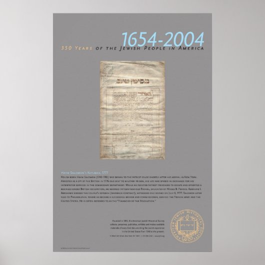 Haym Salomon's Ketubah, 1777 Poster (Voorkant)