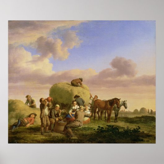 Haymakers rusten in een veld poster (Voorkant)
