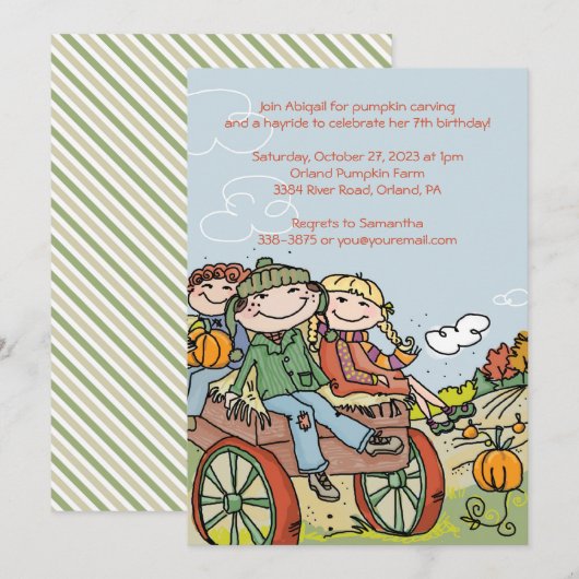 Hayride Kids Invitations pour la fête d'anniversai (Devant / Derrière)