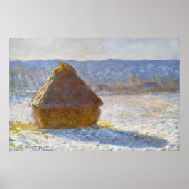 Haystack in de ochtend, Snow Effect-Claude Monet Poster
