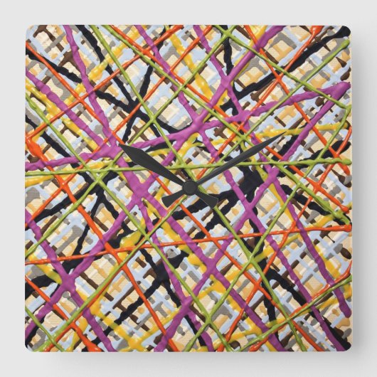 Haystack in Paars Wall Clock Vierkante Klok (Voorkant)