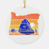 Haystack Rock Cannon Beach Line Art Ornament (Voorkant)