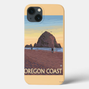 Haystack Rock Vintage Reisposter iPhone 13 Hoesje