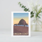 Haystack Rock Vintage Travel Poster Briefkaart (Staand voorkant)