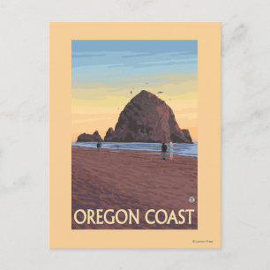 Haystack Rock Vintage Travel Poster Briefkaart