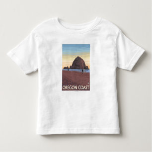 Haystack Rock Vintage Travel Poster Kinder Shirts