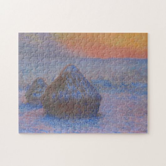 Haystacks bij Sunset Snow Effect Monet Fine Art Legpuzzel (Horizontaal)