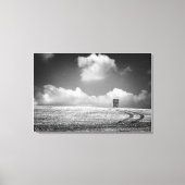 Haystacks en Tracks, beeldende kunst zwart-wit Canvas Afdruk (Voorkant)