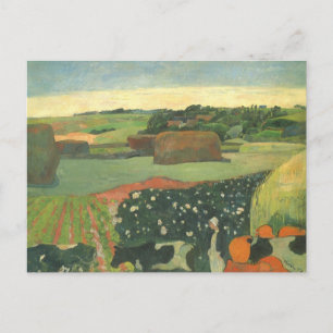 Haystacks in Bretagne door Paul Gauguin,  kunst Briefkaart