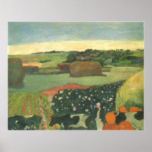 Haystacks in Bretagne door Paul Gauguin,  kunst Poster
