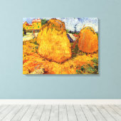 Haystacks in Provence door Vincent van Gogh Canvas Afdruk (Insitu (Houten vloer))