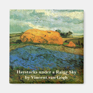 Haystacks onder een Rainy Sky van Vincent van Gogh Magneet