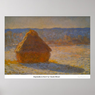 Haystacks op sneeuw van Claude Monet Poster