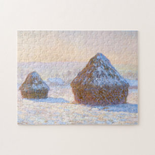 Haystacks Snow Effect Morning Monet Fine Art Legpuzzel