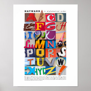 Hayward en affiche 11x14 d'ordre alphabétique