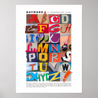 Hayward in Alfabetical Order Poster 12x16