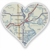 Hayward WI kaart Sticker (Voorkant)