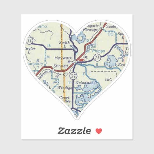 Hayward WI kaart Sticker (Vel)