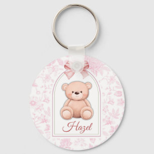 Hazel   Aangepaste Roze Teddybeer Nursery Design Sleutelhanger