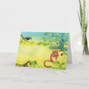 Hazel Dormouse Eet Wilde aardbei Kaart