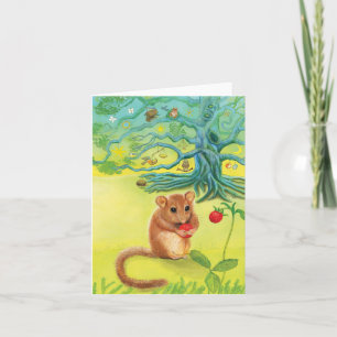 Hazel Dormouse Eet Wilde aardbei Notitiekaartje