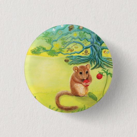Hazel Dormouse Eet Wilde aardbei Ronde Button 3,2 Cm (Voorkant)