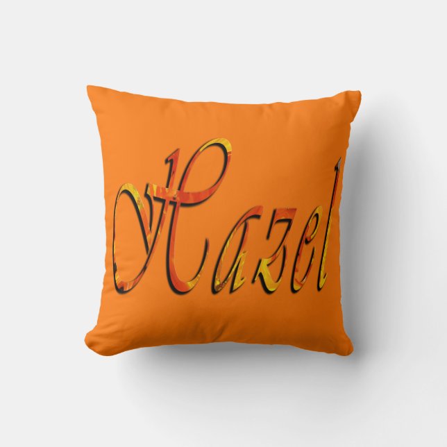Hazel, naam, Logo, Oranje Throw Cushion Kussen (Voorkant)