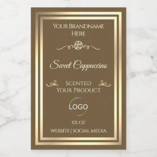 Hazelnoot Bruin Product Label Goud Lijst met Logo Voedselcontainer Etiket
