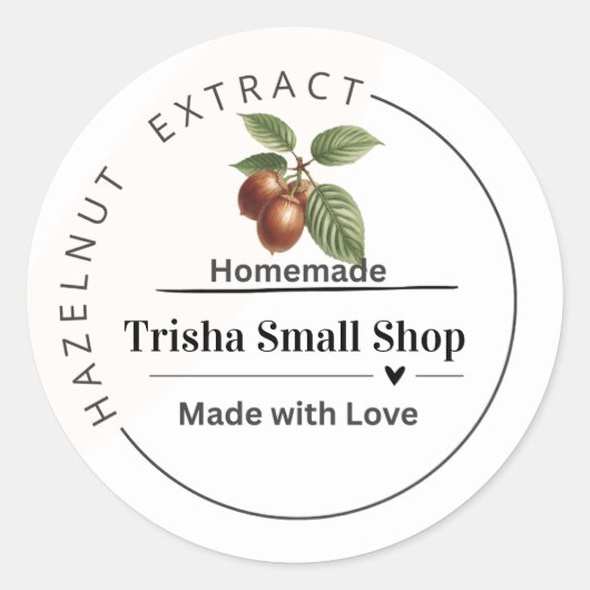 Hazelnoot Extract Label – gepersonaliseerd (Voorkant)
