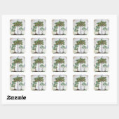 Hazelnoten Struik en Cherry tree Vierkante Sticker (Vel)
