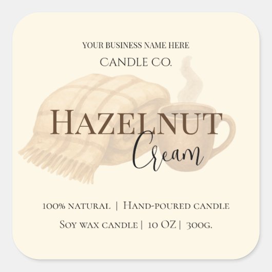Hazelnut Cream | Cozy Neutral Soy Candle Label (Voorkant)