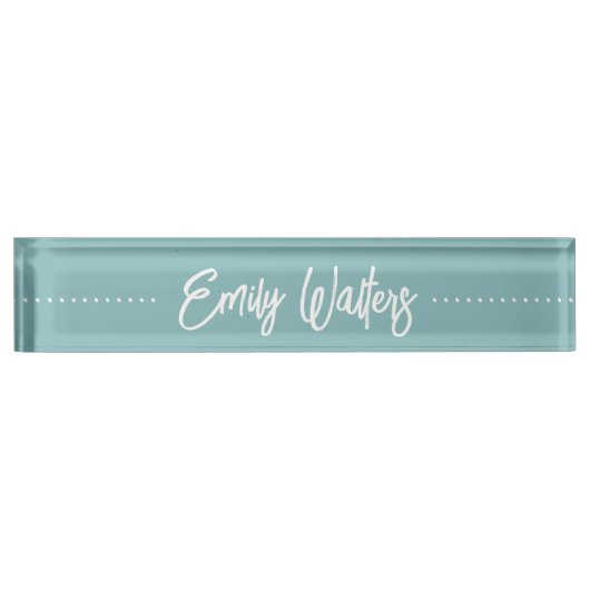 Hazy Aqua Sketting Cursive Script Naambordje (Voorkant)