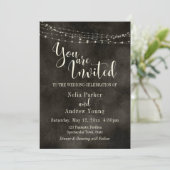Hazy Black, Light String "You are Invited" Wedding Kaart (Staand voorkant)