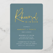 Hazy Blauwgroen | Moderne minimale Script repetial Folie Uitnodiging (Voorkant)